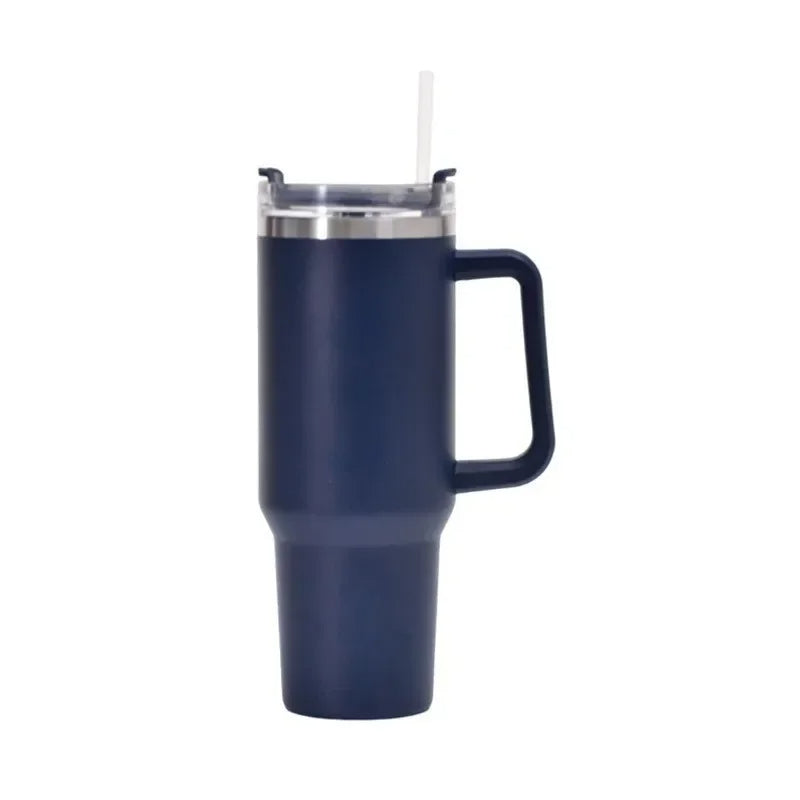 Large 40oz Stainless Steel Travel Mug with Handle & Straw – Hot & Cold Tumbler