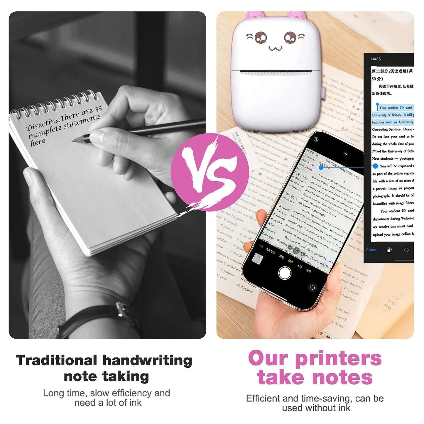 Mini Cat-Shaped Wireless Thermal Printer – Portable Photo & Label Printer