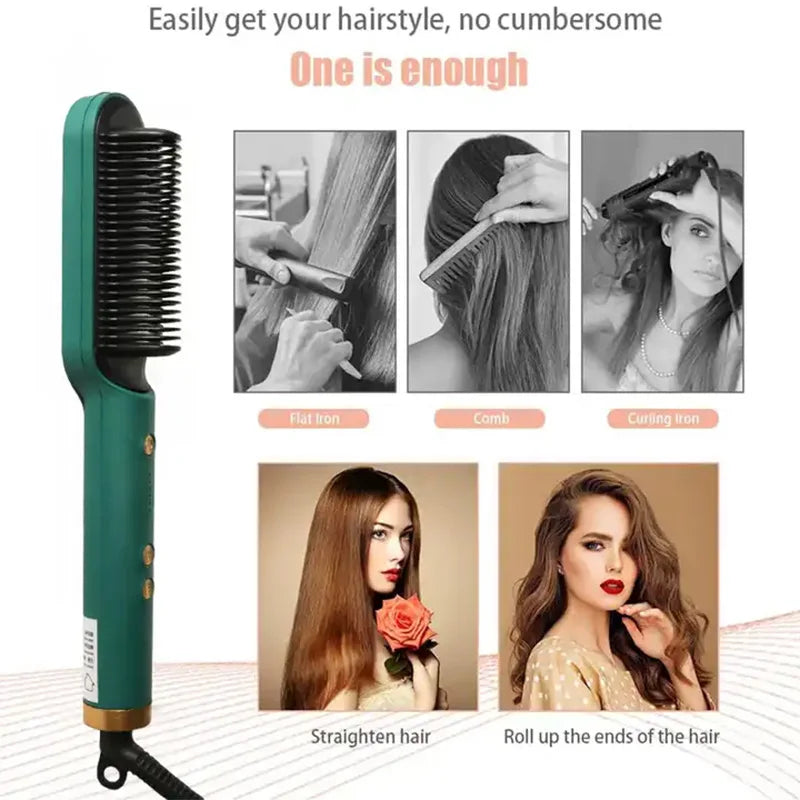 2-in-1 Electric Hair Straightening Brush