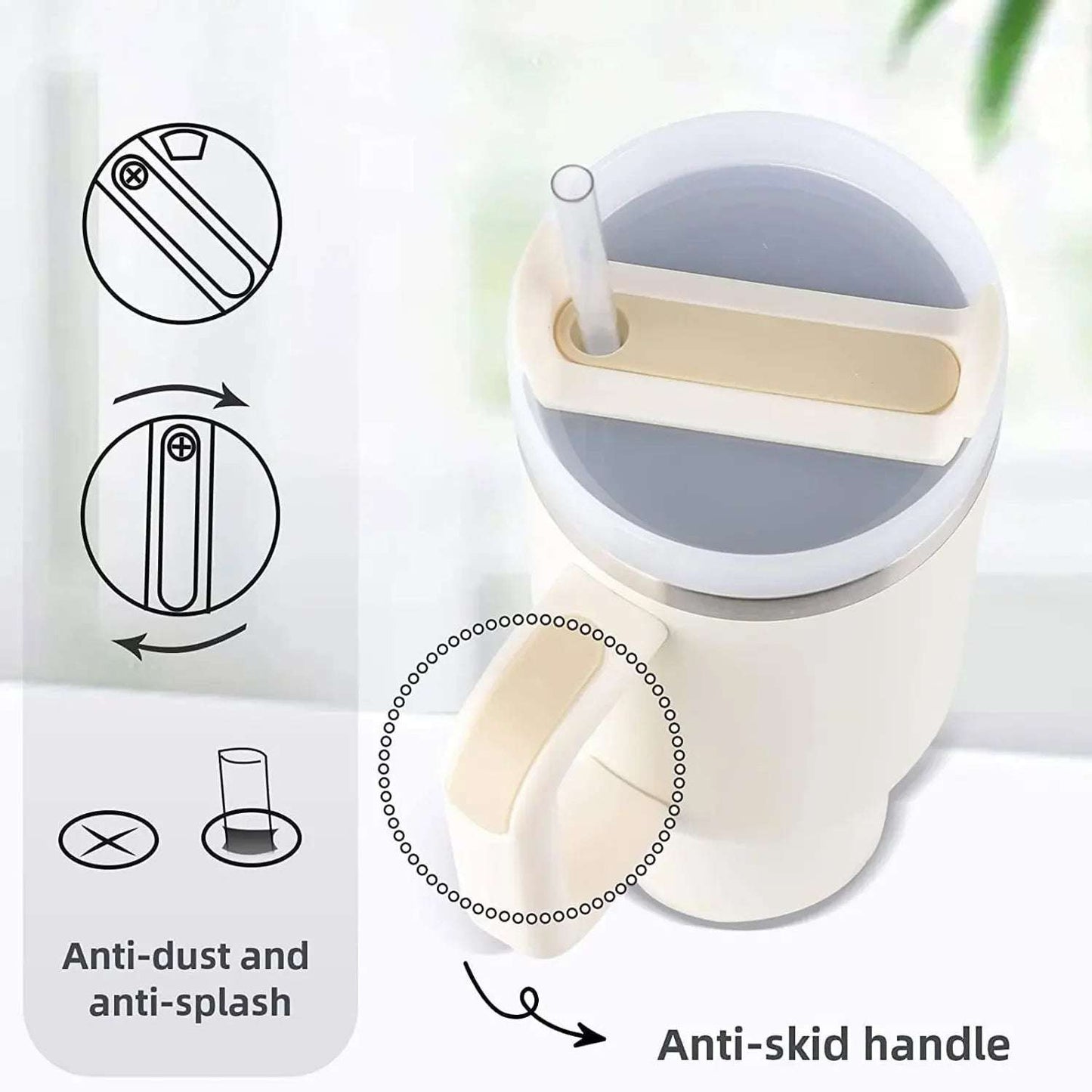 Large 40oz Stainless Steel Travel Mug with Handle & Straw – Hot & Cold Tumbler