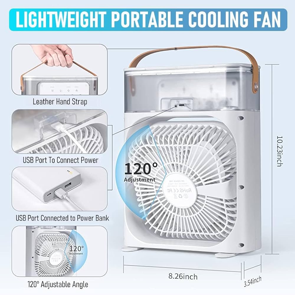 3-in-1 Portable Air Cooler & Humidifier with LED Light