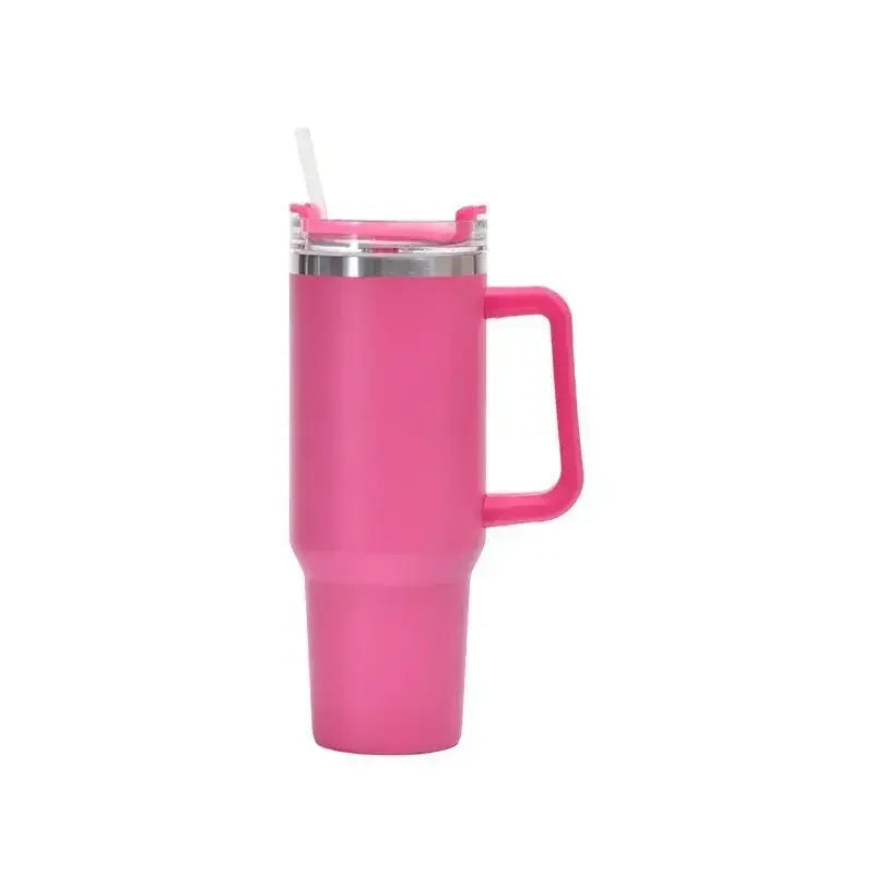 Large 40oz Stainless Steel Travel Mug with Handle & Straw – Hot & Cold Tumbler