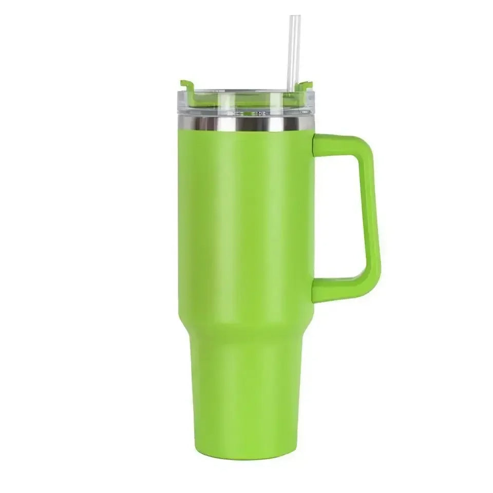 Large 40oz Stainless Steel Travel Mug with Handle & Straw – Hot & Cold Tumbler