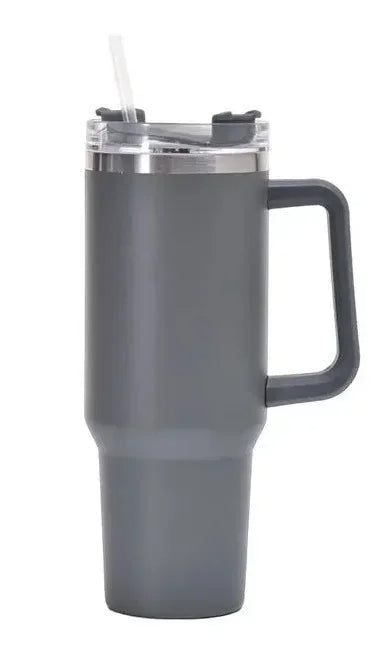 Large 40oz Stainless Steel Travel Mug with Handle & Straw – Hot & Cold Tumbler
