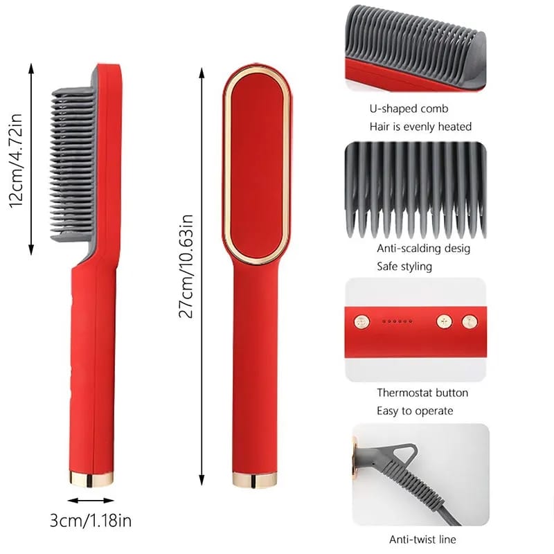 2-in-1 Electric Hair Straightening Brush