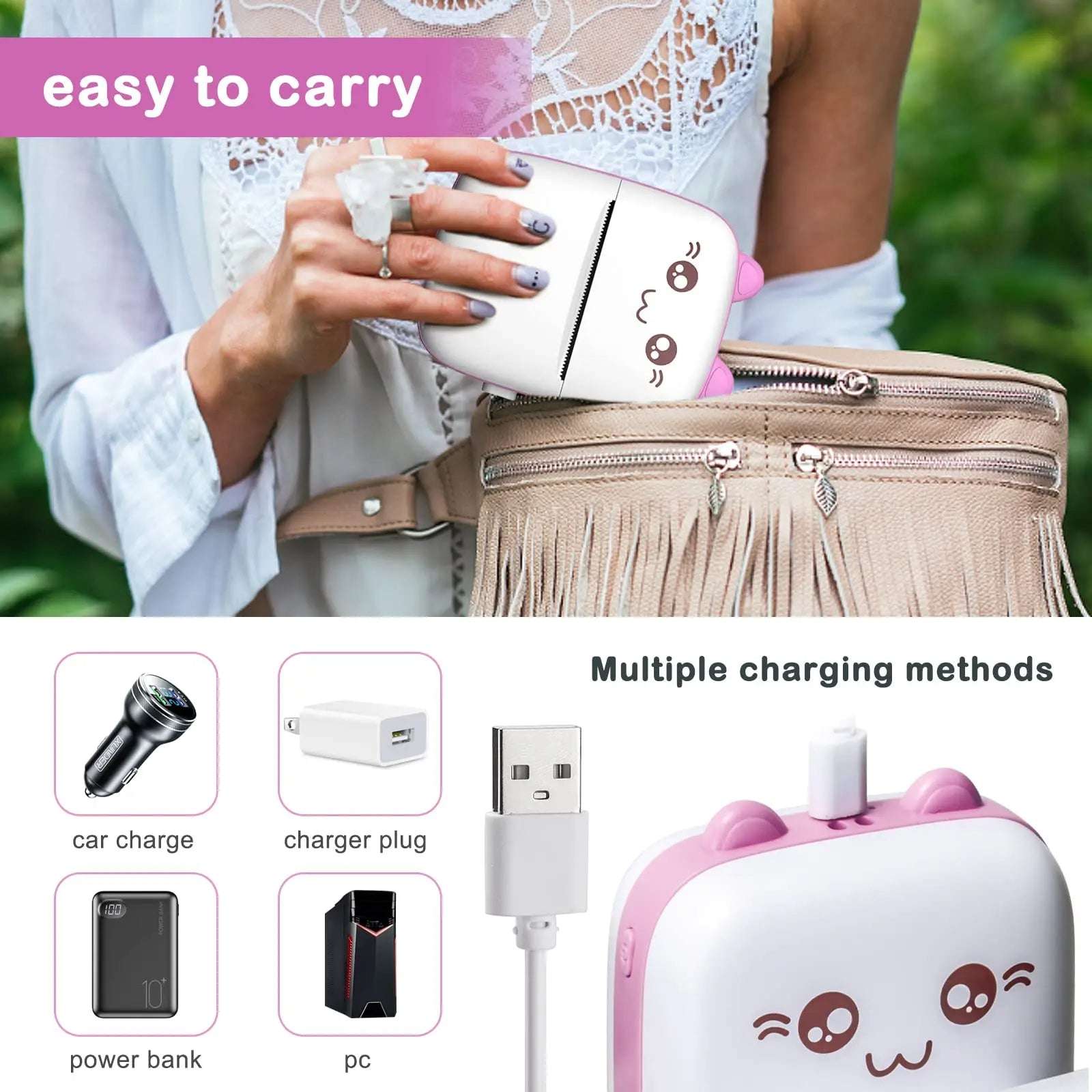 Mini Cat-Shaped Wireless Thermal Printer – Portable Photo & Label Printer
