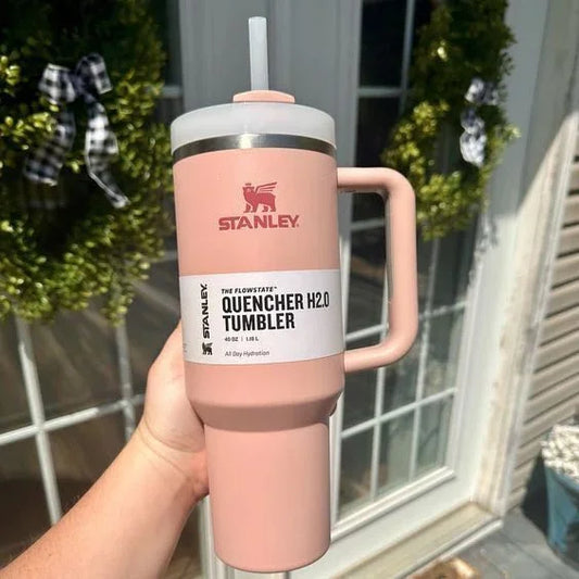 Large 40oz Stainless Steel Travel Mug with Handle & Straw – Hot & Cold Tumbler