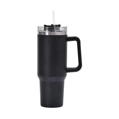 Large 40oz Stainless Steel Travel Mug with Handle & Straw – Hot & Cold Tumbler
